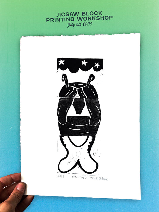 7/27 Linocut Jigsaw Collaborative Printmaking Workshop at Daydream