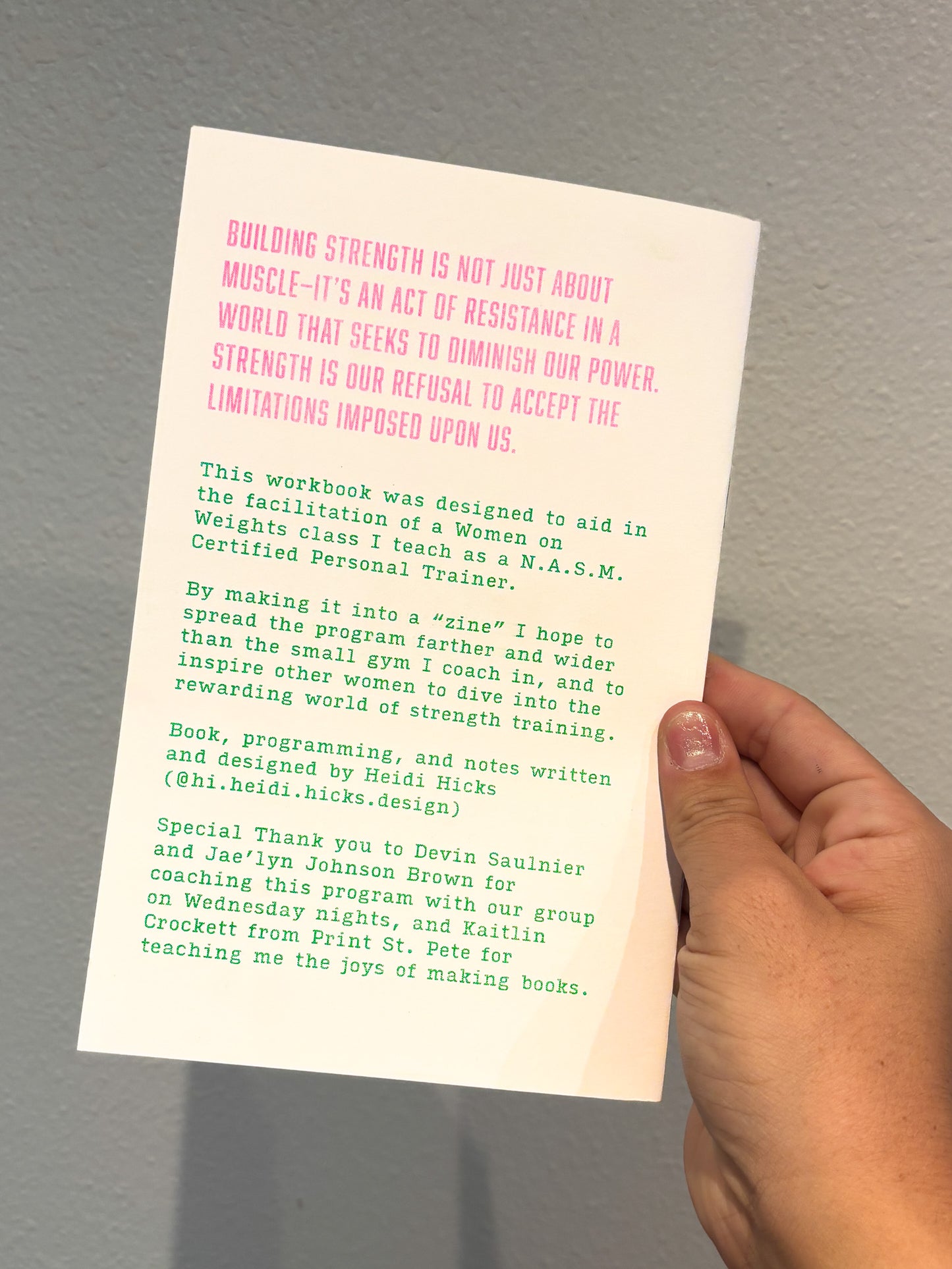 Women on Weights Strength Training Risograph Zine