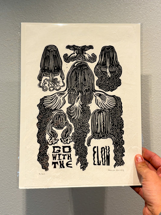 Go With the Flow Jellyfish Linocut