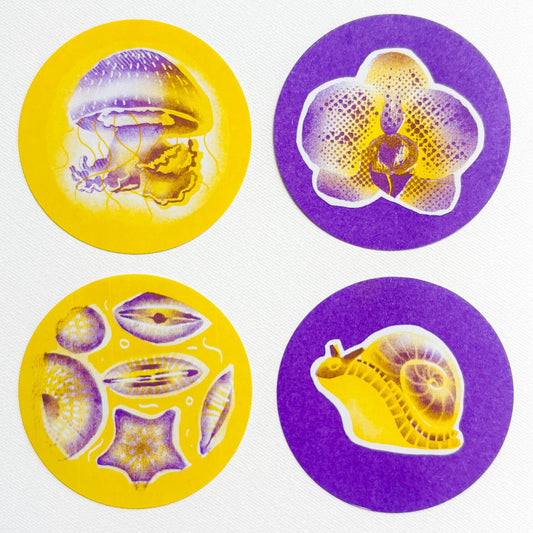 Risograph Printed Stickers 4pk