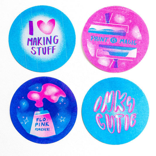 Risograph Printed Stickers 4pk