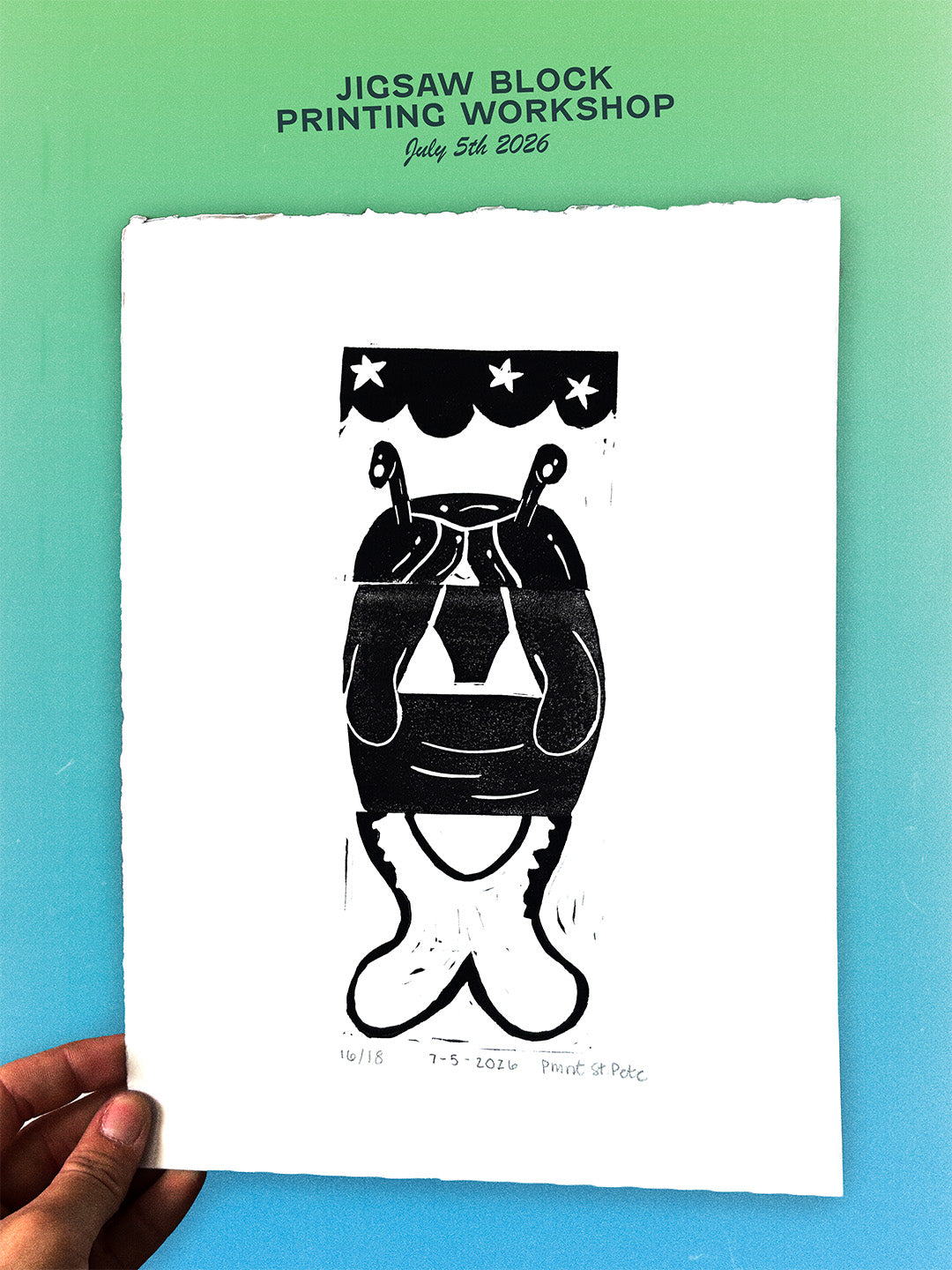 7/27 Linocut Jigsaw Collaborative Printmaking Workshop at Daydream