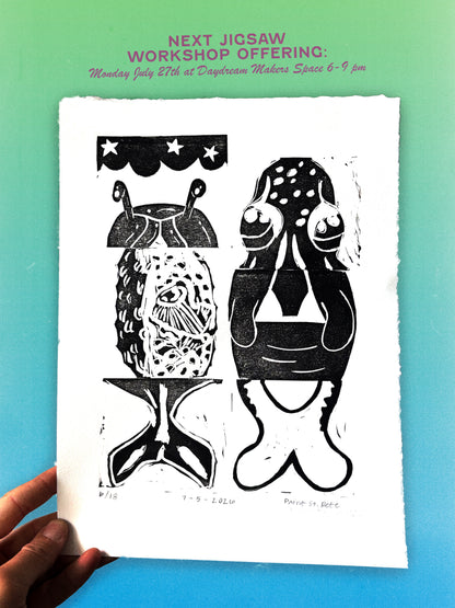 7/27 Linocut Jigsaw Collaborative Printmaking Workshop at Daydream