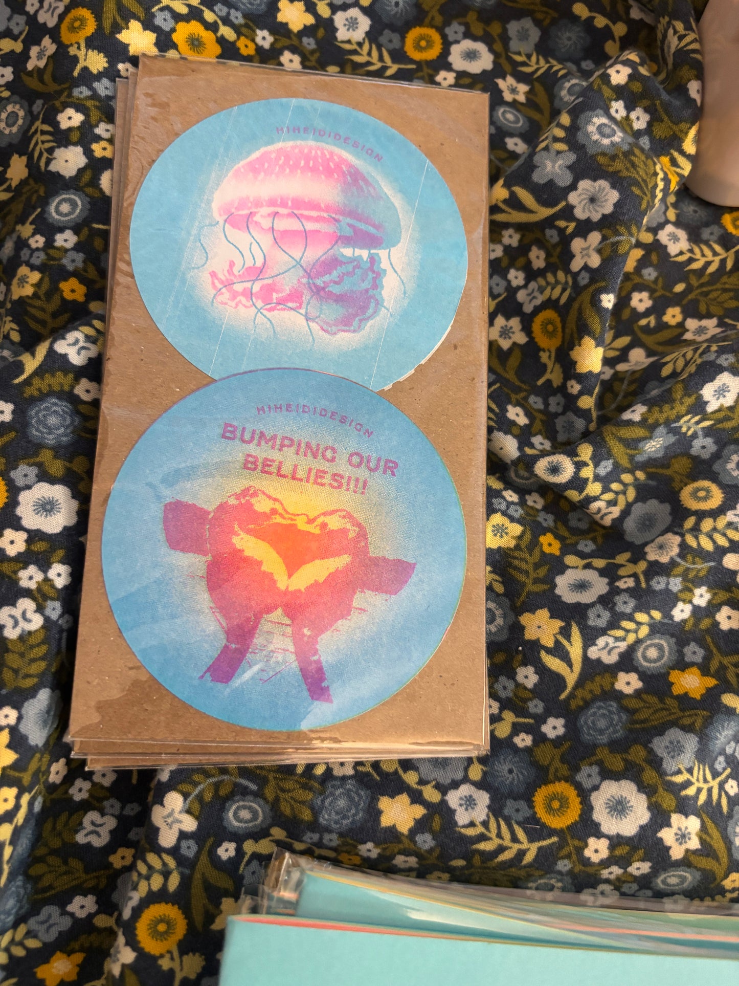 Jellyfish + Bumping Bellies Riso Sticker 2-Pack