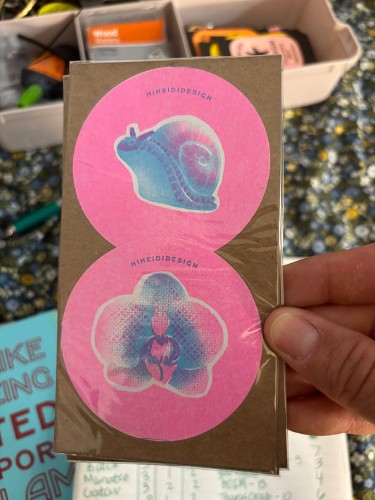 Snail + Orchid Sticker 2-Pack