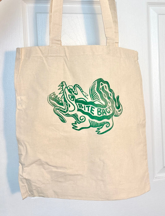 Pre order: BITE BACK Linocut Totes